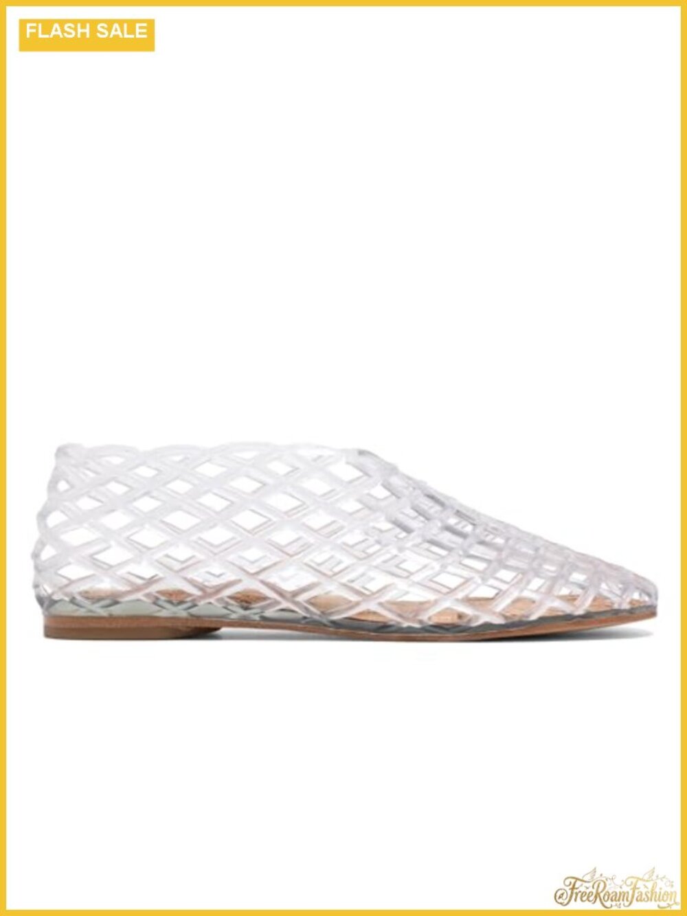 Jelly Mesh Ballet Flats Women Clear Hollow Slip-On Rubber Sole Beach